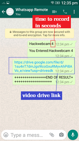 Hackwebcam command, whatsapp cloud remote
